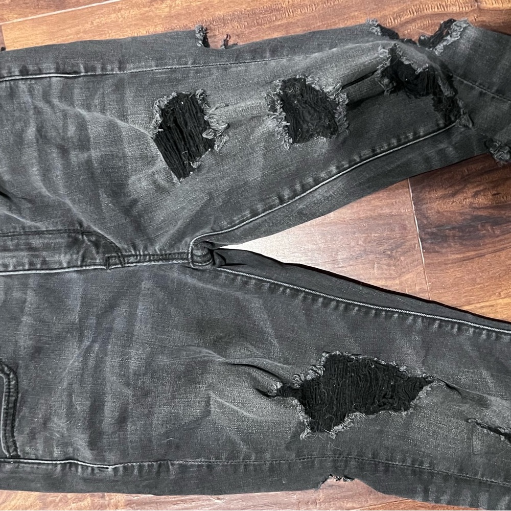 Distressed Black Womens AE Jeans